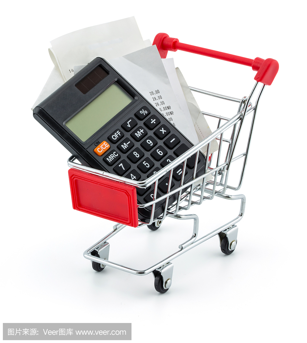 帶收據(jù)和計算器的購物車